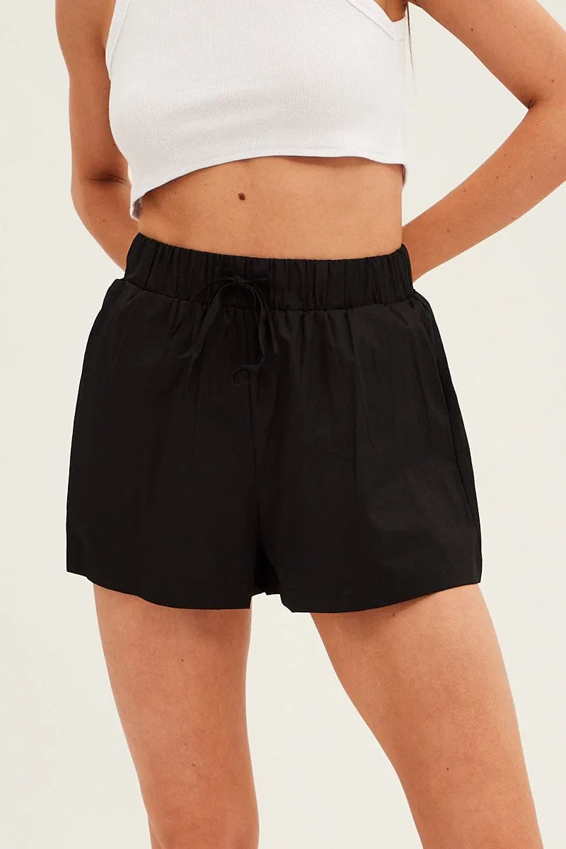 Black Mini Shorts High Rise Elastic Waist sold by Ally Fashion product image thumbnail 2