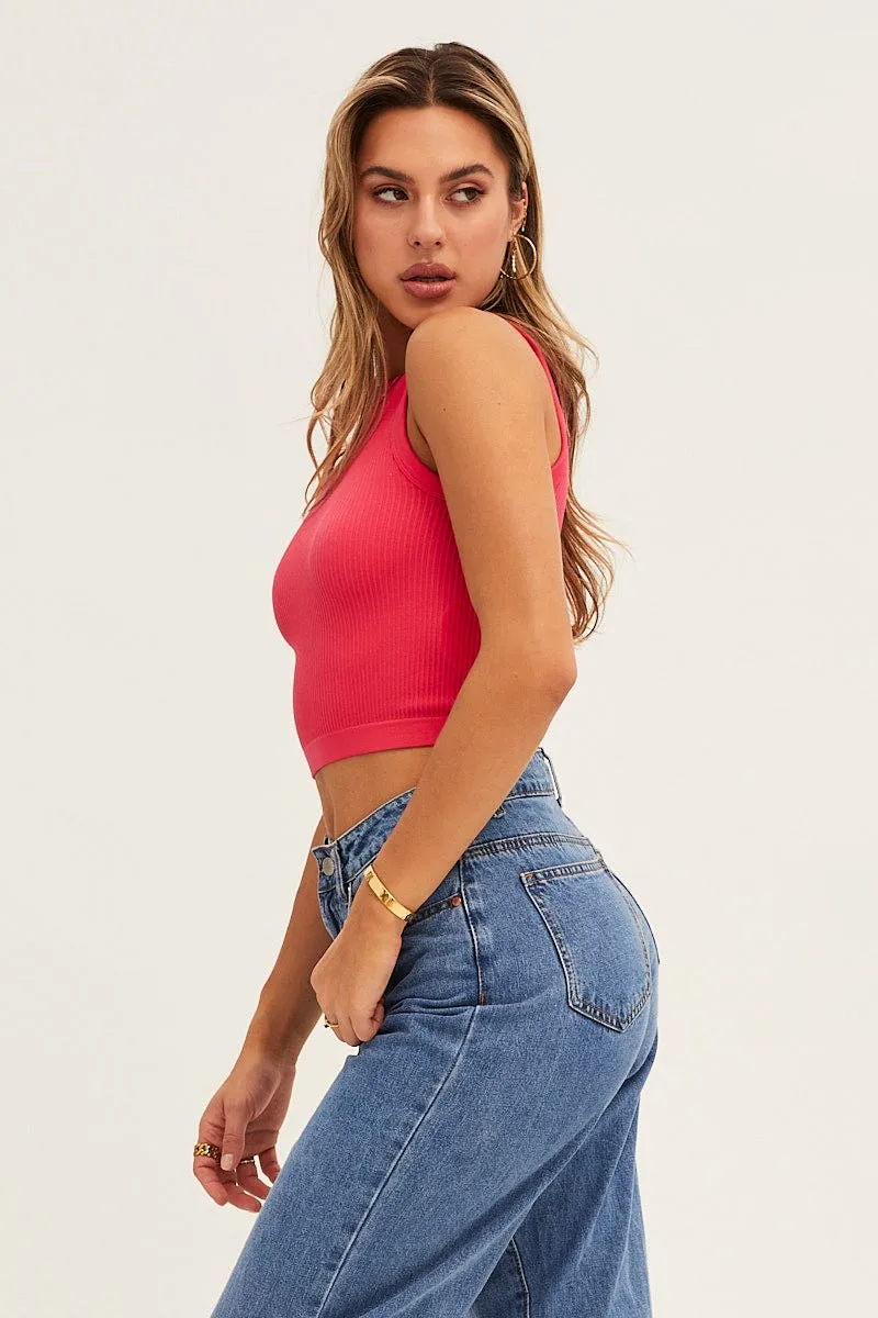 Red Tank Top Crew Neck Seamless sold by Ally Fashion product image thumbnail 4