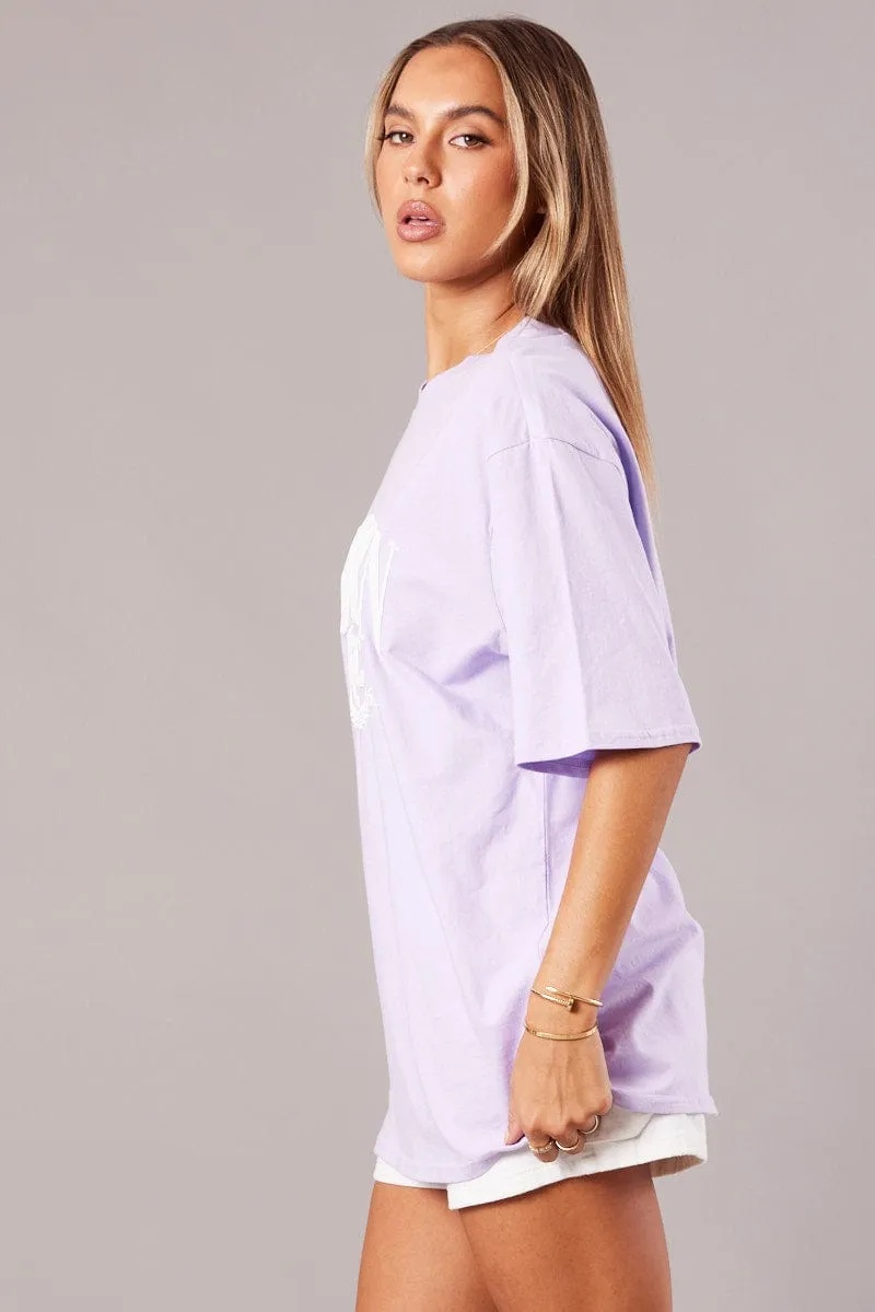 Purple Graphic Tee Short Sleeve sold by Ally Fashion product image thumbnail 4