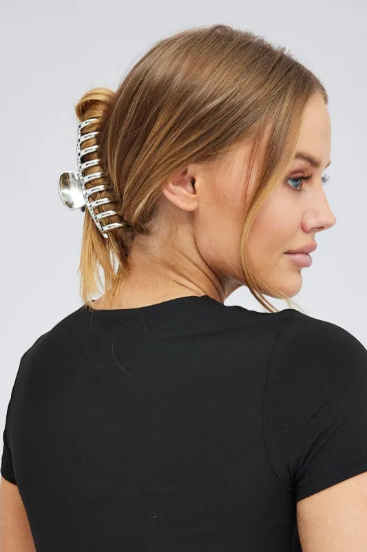 Silver Classic Hair Claw Clip sold by Ally Fashion