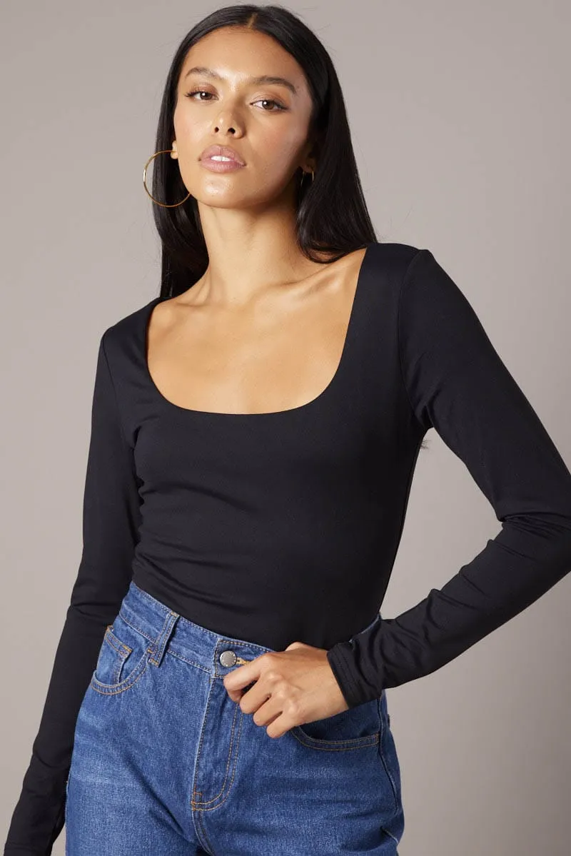 Black Supersoft Bodysuit Long Sleeve sold by Ally Fashion