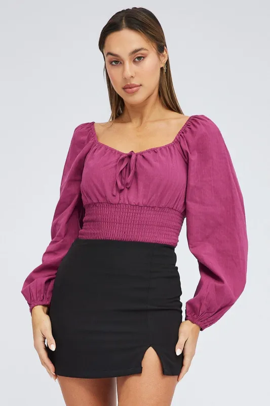 Purple Bodysuit Short Sleeve Sweetheart Neck sold by Ally Fashion