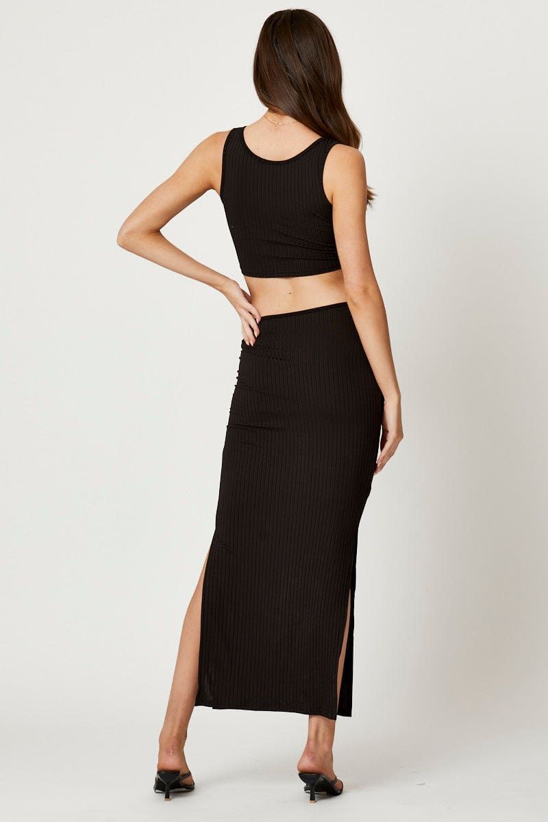 Black Ribbed Cut Out Maxi Dress sold by Ally Fashion product image thumbnail 4
