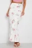 White Floral Maxi Skirt High Waist Fit & Flare sold by Ally Fashion