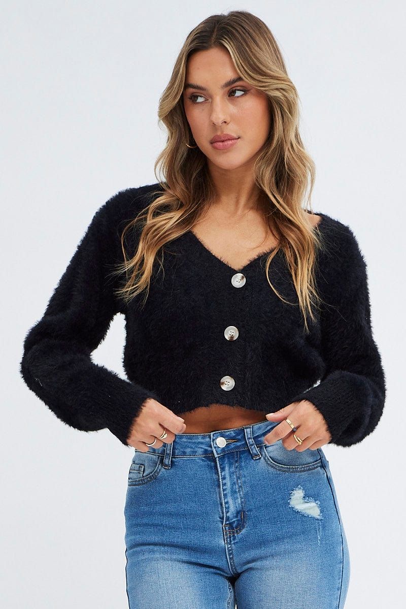 Black Fluffy Cardigan sold by Ally Fashion product image thumbnail 3