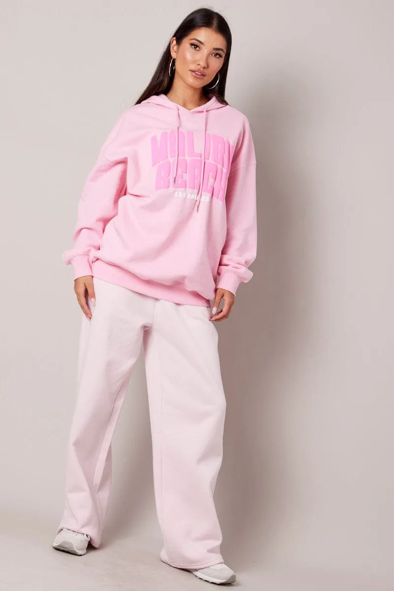 Pink Graphic Hoodie Sweater Long Sleeve sold by Ally Fashion product image thumbnail 2