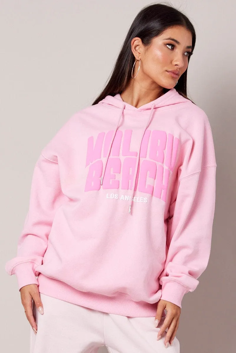 Pink Graphic Hoodie Sweater Long Sleeve sold by Ally Fashion product image thumbnail 3