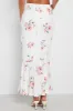 White Floral Maxi Skirt High Waist Fit & Flare sold by Ally Fashion
