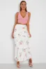 White Floral Maxi Skirt High Waist Fit & Flare sold by Ally Fashion