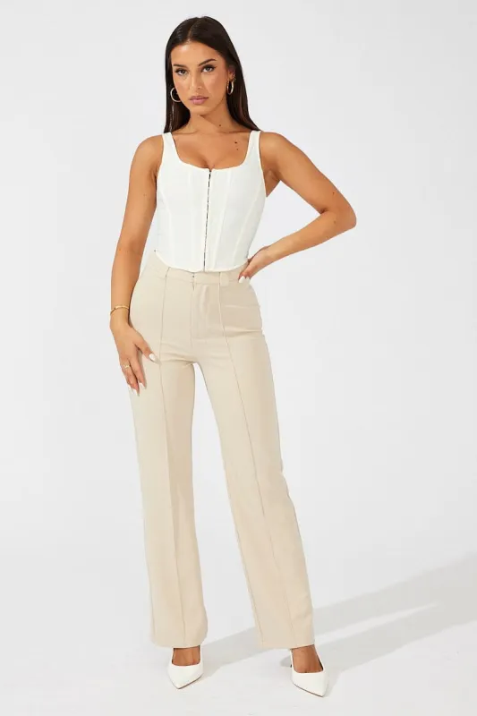 Beige Slim Pants High Rise Workwear sold by Ally Fashion