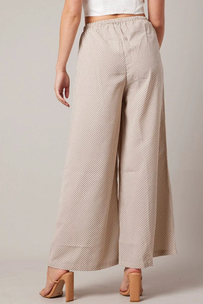 Beige Geo Wide Leg Pants High Rise sold by Ally Fashion product image thumbnail 5