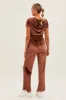 Brown Velvet Flared Hem Pants sold by Ally Fashion
