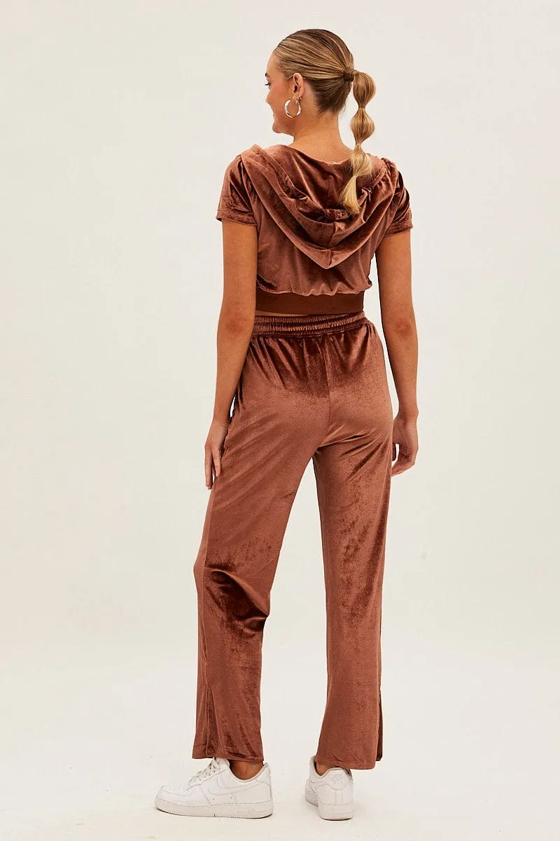 Brown Velvet Flared Hem Pants sold by Ally Fashion product image thumbnail 5