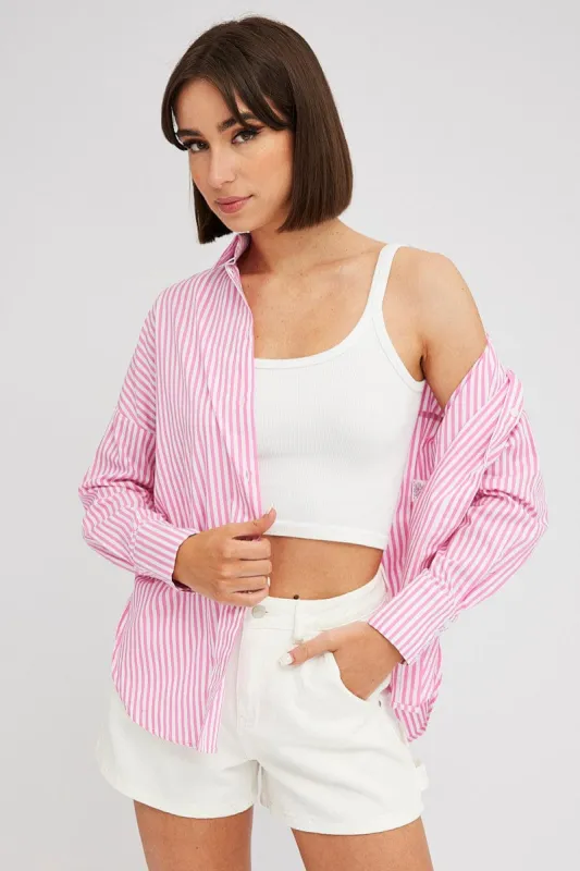 Pink Stripe Shirt Long Sleeve Stripes sold by Ally Fashion