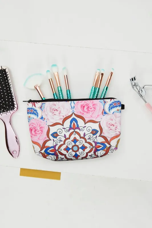 Print Baroque Rose Print Make-Up Bag sold by Ally Fashion