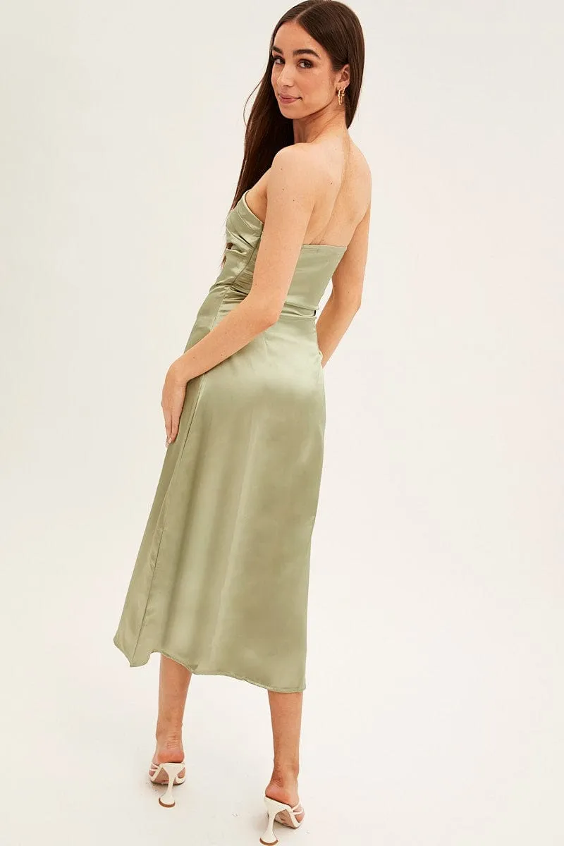 Green Satin Straight Midi Dress sold by Ally Fashion product image thumbnail 5