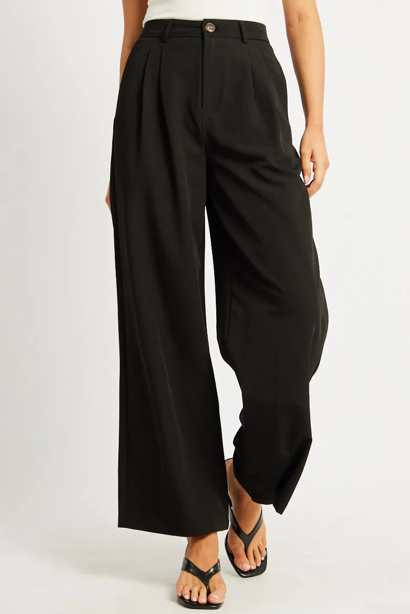 Black Wide Leg Pants Mid Rise sold by Ally Fashion product image thumbnail 3