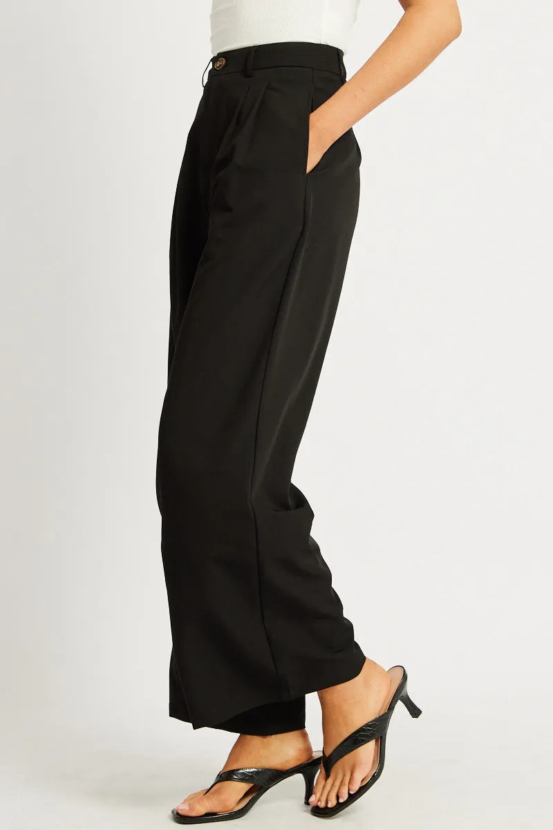 Black Wide Leg Pants Mid Rise sold by Ally Fashion product image thumbnail 4