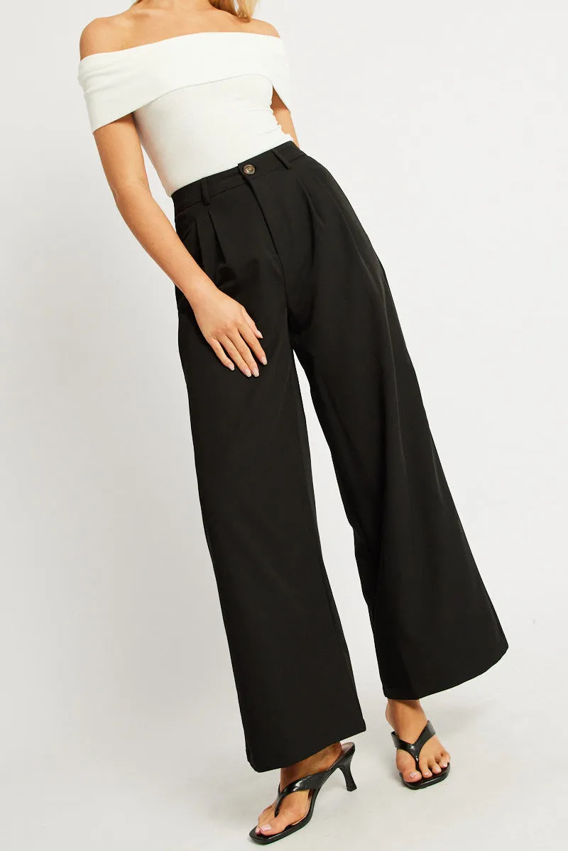 Black Wide Leg Pants Mid Rise sold by Ally Fashion