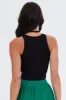 Black Tank Top Round Neck Croset Details sold by Ally Fashion