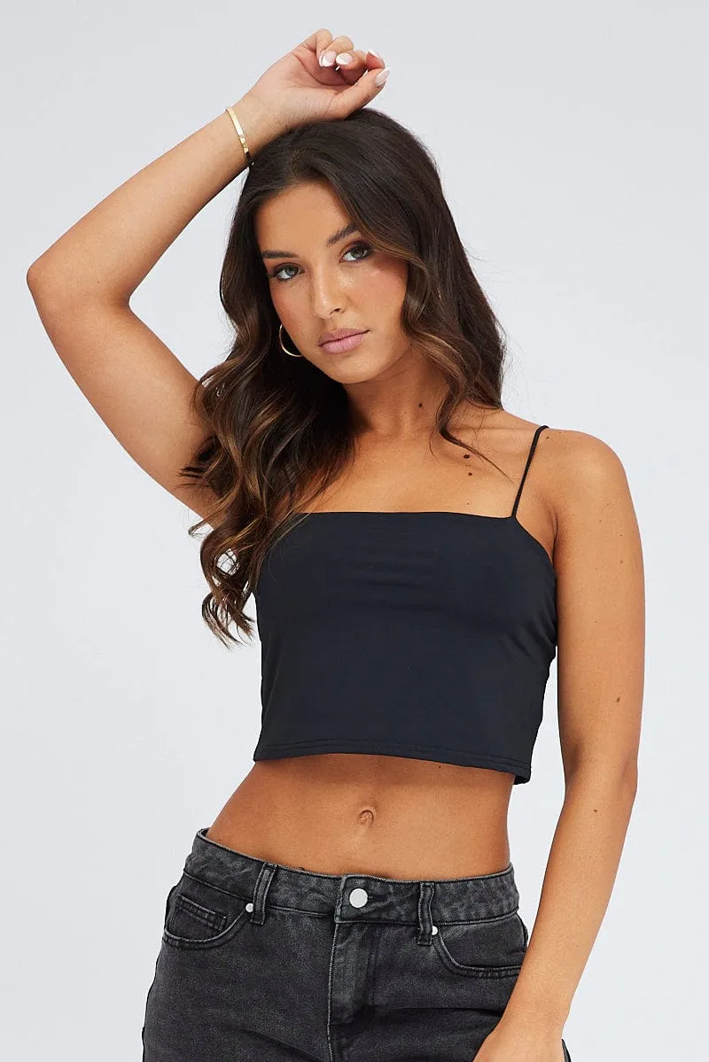 Black Singlet Crop Top Square Neck sold by Ally Fashion product image thumbnail 3