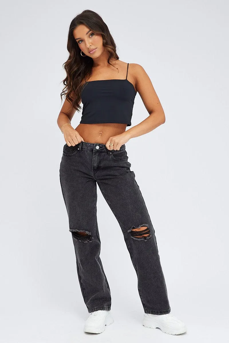 Black Singlet Crop Top Square Neck sold by Ally Fashion product image thumbnail 2