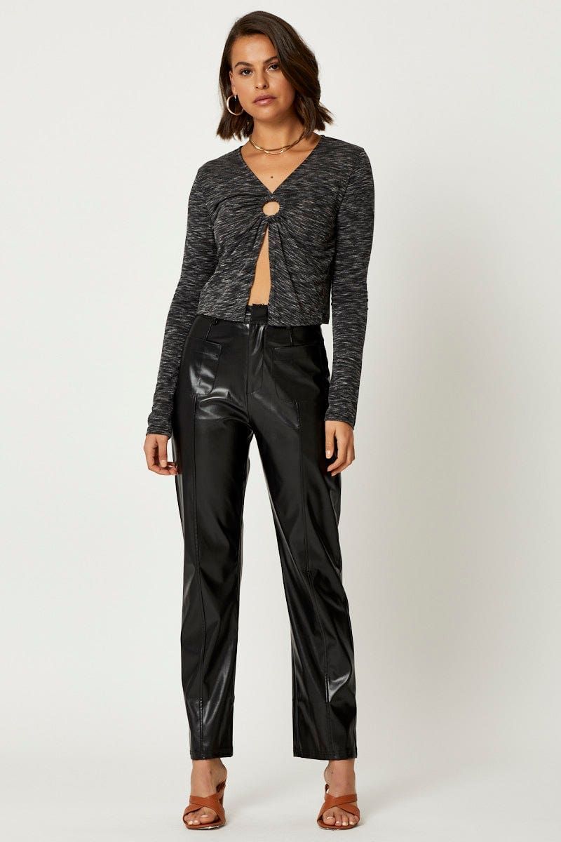 Black Keyhole Long Sleeve Top sold by Ally Fashion product image thumbnail 2