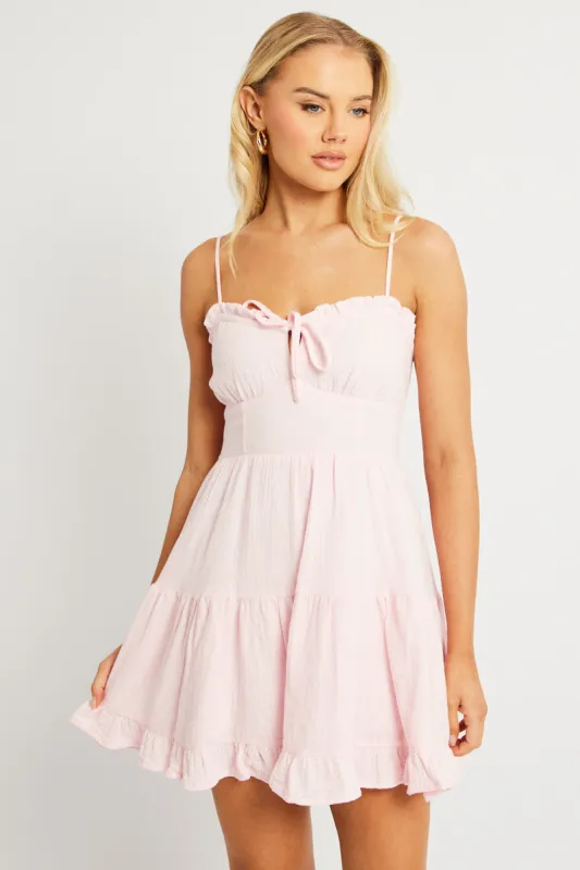 Pink Fit And Flare Dress Strappy Mini sold by Ally Fashion