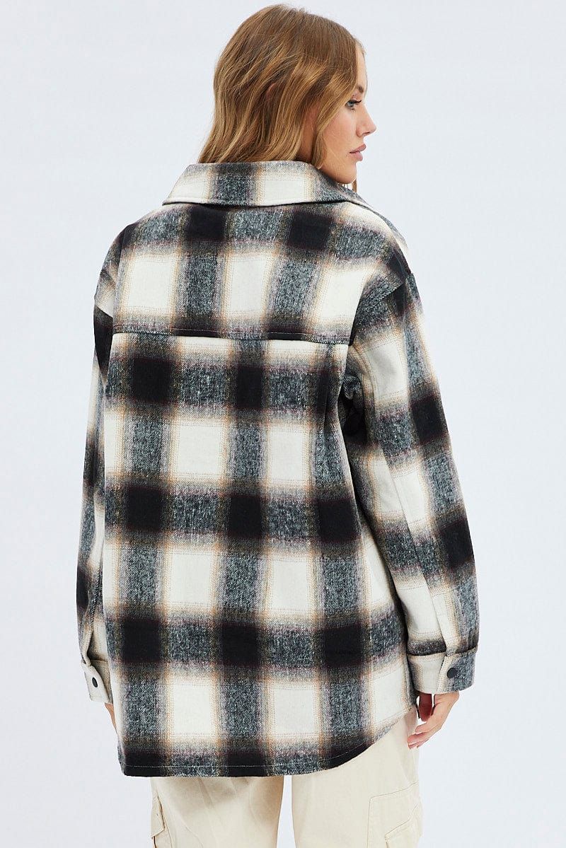 Brown Check Longline Check Shacket Shirt Collar sold by Ally Fashion product image thumbnail 5