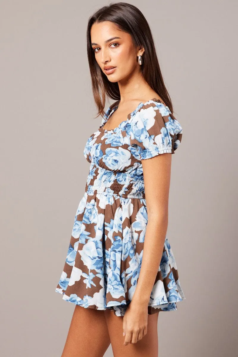 Multi Floral Ruffle Playsuit Short Sleeve sold by Ally Fashion product image thumbnail 4