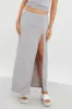Grey Maxi Skirt Mid Rise Split Nylon sold by Ally Fashion