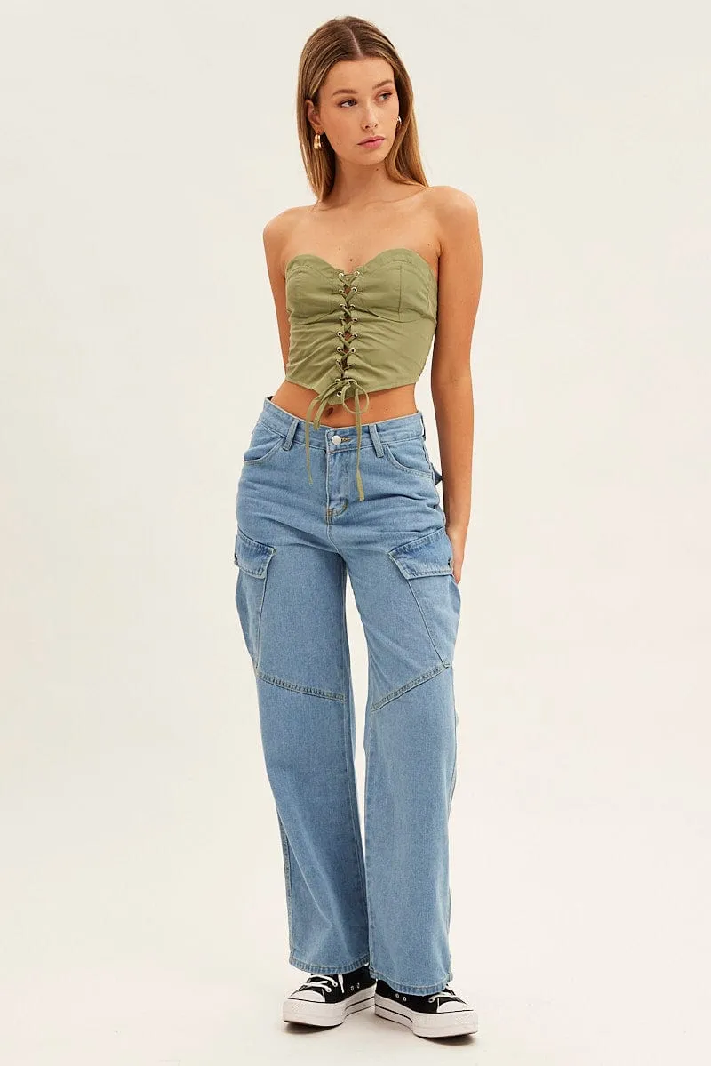 Green Lace Up Corset Top sold by Ally Fashion product image thumbnail 2