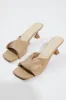 Beige Twist Stiletto Heeled Mule Sandals sold by Ally Fashion