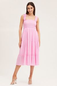 Pink Midi Dress Short Sleeve sold by Ally Fashion