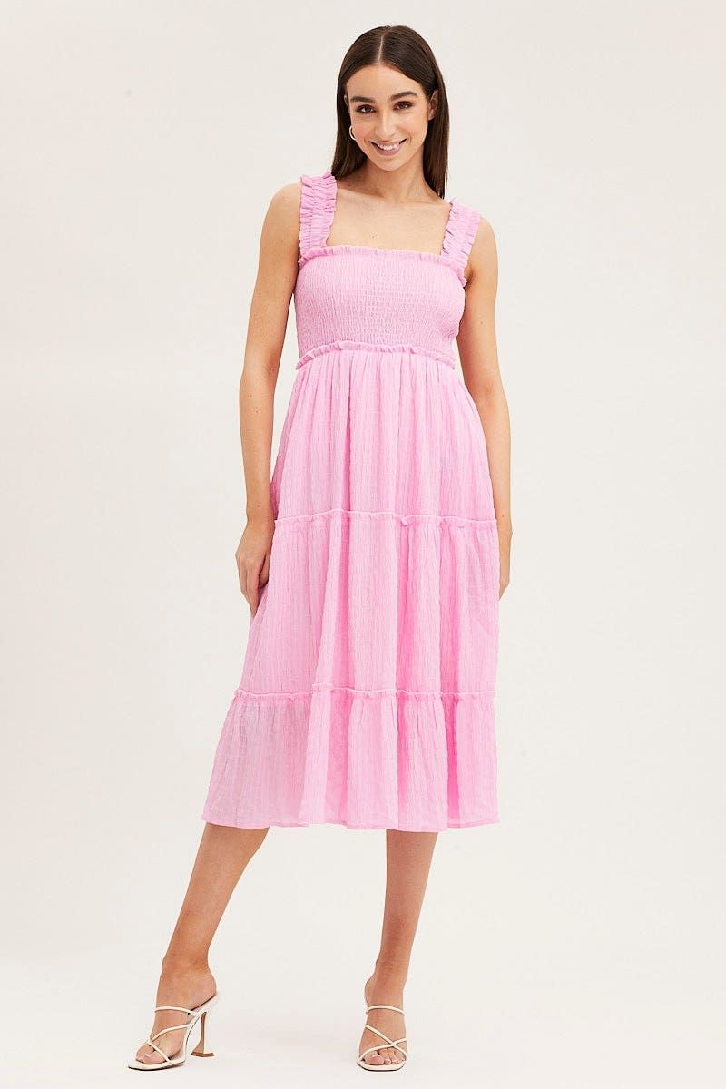 Pink Midi Dress Short Sleeve sold by Ally Fashion product image thumbnail 3