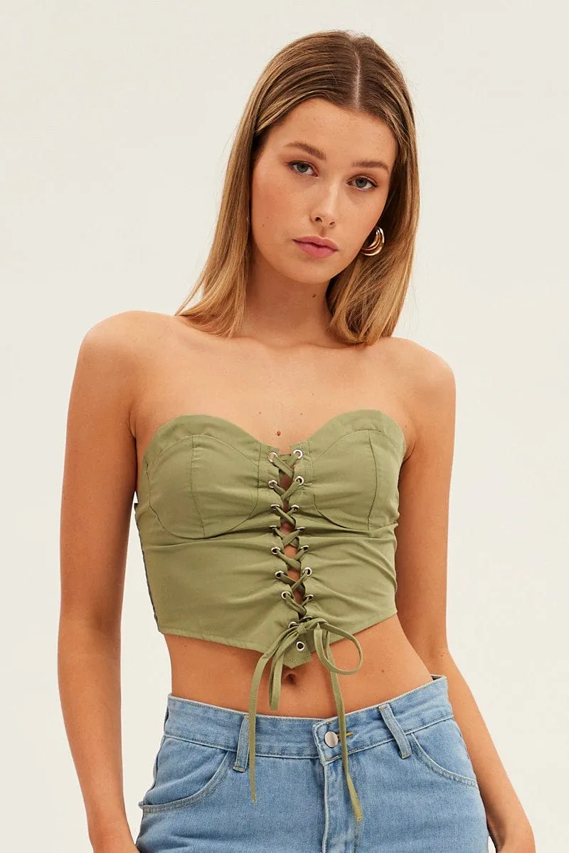 Green Lace Up Corset Top sold by Ally Fashion product image thumbnail 3