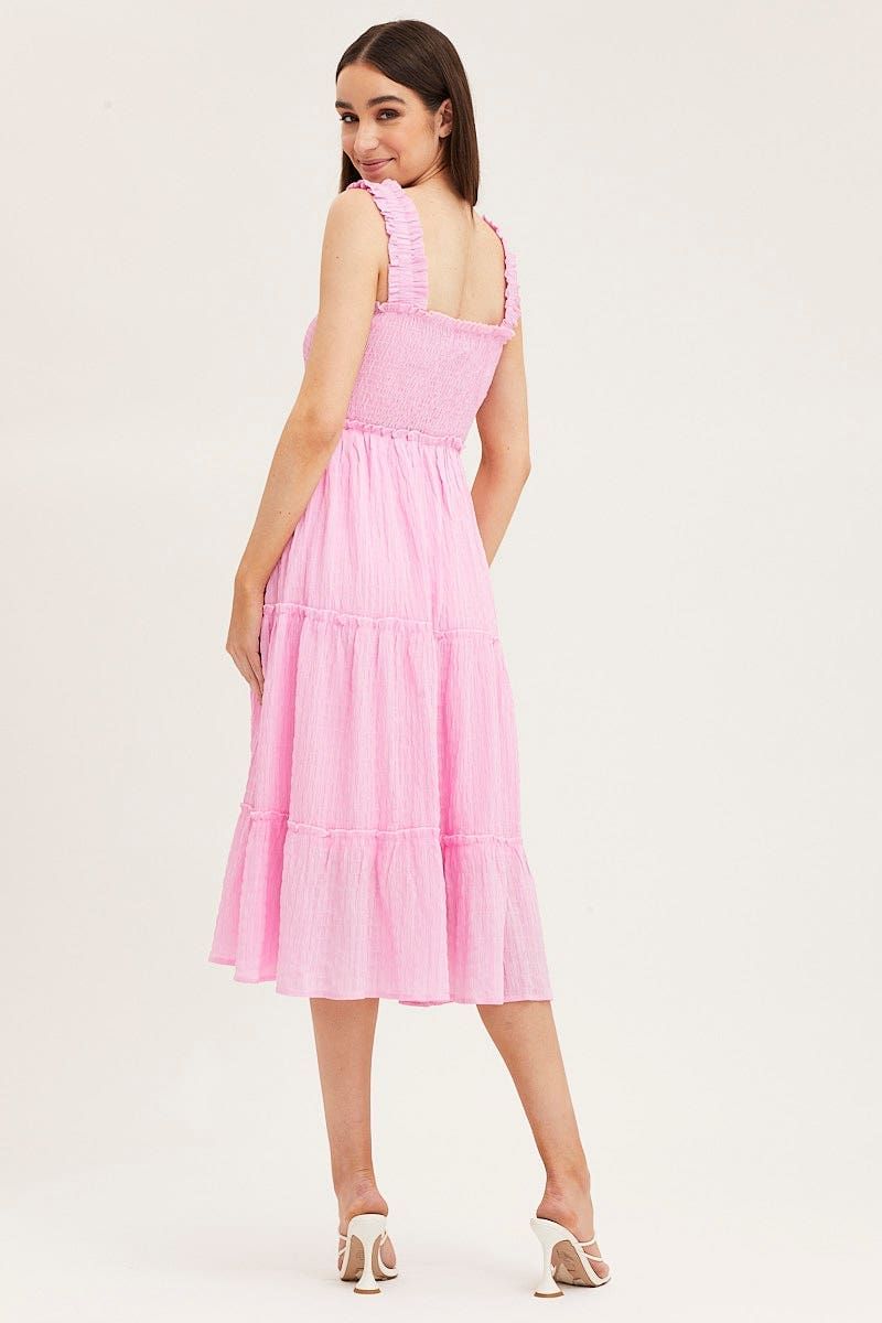 Pink Midi Dress Short Sleeve sold by Ally Fashion product image thumbnail 5