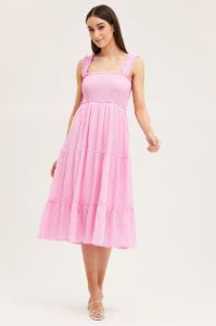 Pink Midi Dress Short Sleeve sold by Ally Fashion