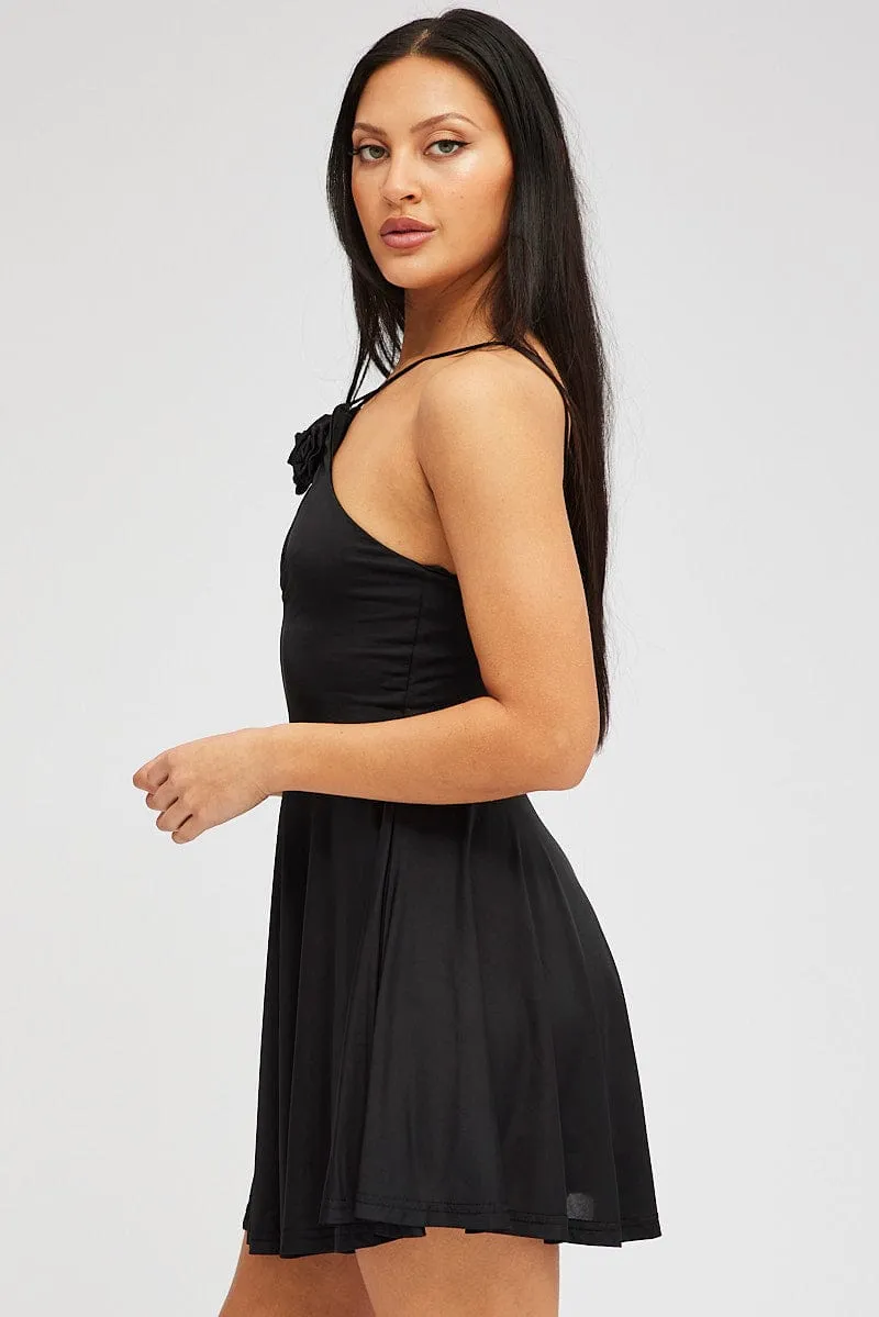 Black Rose Flower Dress Keyhole Strappy Swishy Dress sold by Ally Fashion product image thumbnail 4