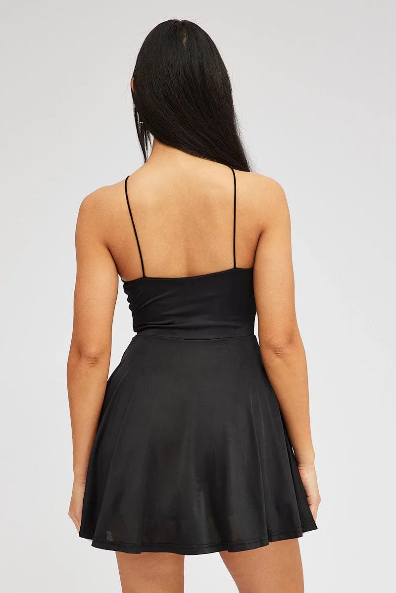 Black Rose Flower Dress Keyhole Strappy Swishy Dress sold by Ally Fashion product image thumbnail 5