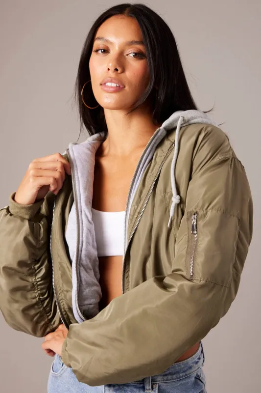 Green Hoodie Bomber Jacket sold by Ally Fashion