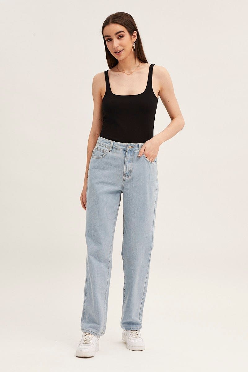 Black Square Neck Basic Tank Top Cotton Span sold by Ally Fashion product image thumbnail 2