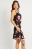 Black Floral Bodycon Dress Ruffle Hem Mini Mesh sold by Ally Fashion