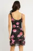 Black Floral Bodycon Dress Ruffle Hem Mini Mesh sold by Ally Fashion