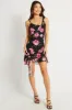Black Floral Bodycon Dress Ruffle Hem Mini Mesh sold by Ally Fashion