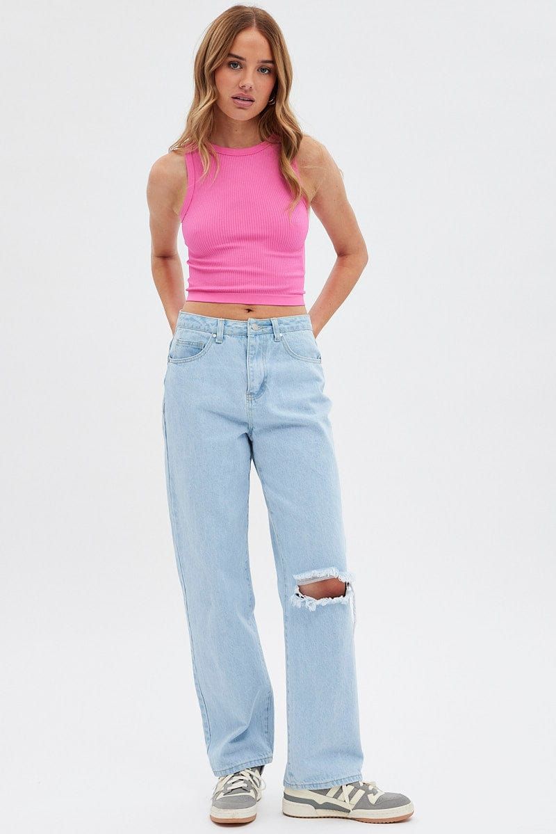 Pink Tank Top Crew Neck Seamless sold by Ally Fashion product image thumbnail 2