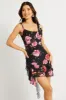 Black Floral Bodycon Dress Ruffle Hem Mini Mesh sold by Ally Fashion