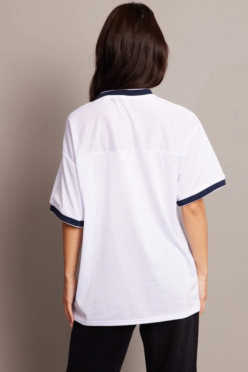 White Sports Tee Short Sleeve sold by Ally Fashion product image thumbnail 5