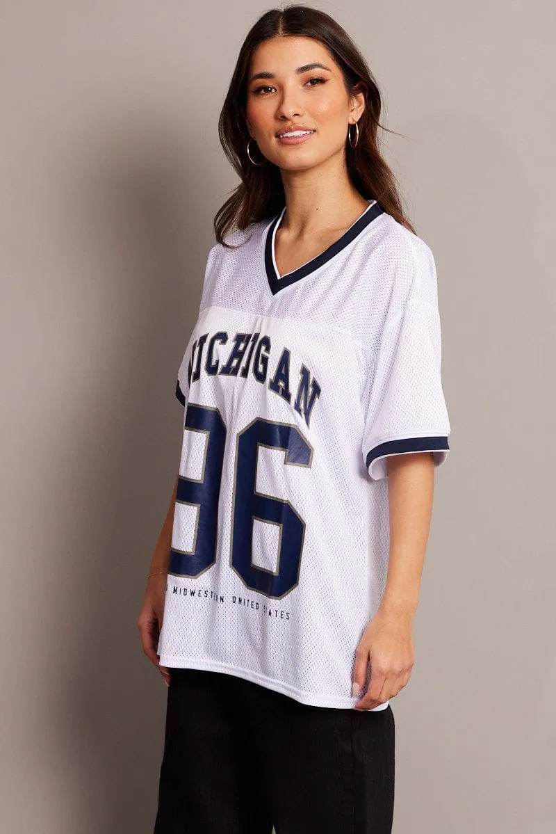 White Sports Tee Short Sleeve sold by Ally Fashion product image thumbnail 4