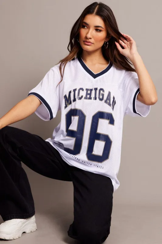 White Sports Tee Short Sleeve sold by Ally Fashion